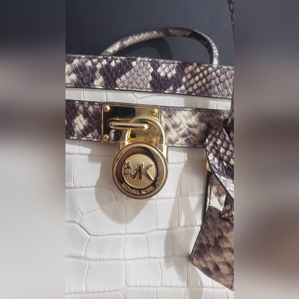 Michael Kors Hamilton Crocco Embossed Python Leather Bag - Picture 5 of 15